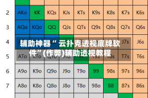 辅助神器“ 云扑克透视底牌软件”(作弊)辅助透视教程