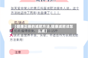 【健康正确的减肥方法,健康减肥该怎么减】