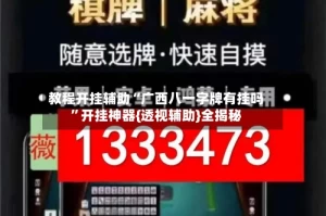 教程开挂辅助“广西八一字牌有挂吗”开挂神器{透视辅助}全揭秘