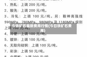 今铁矿石最新费用行情(今日铁矿石费用)