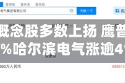 燃气轮机概念股多数上扬 鹰普精密涨超9%哈尔滨电气涨逾4%