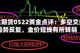 光大期货0522黄金点评：多空交织局势反复，金价短线有所转弱