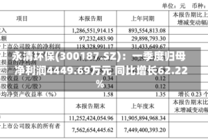 永清环保(300187.SZ)：一季度归母净利润4449.69万元 同比增长62.22%