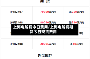 上海电解铜今日费用/上海电解铜期货今日现货费用