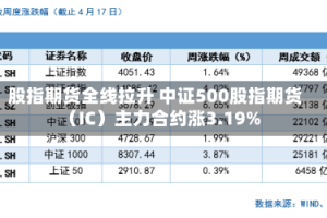 股指期货全线拉升 中证500股指期货（IC）主力合约涨3.19%