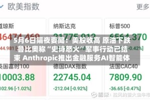 5月6日隔夜要闻：美股收高 原油下跌 鲁比奥称“史诗怒火”军事行动已结束 Anthropic推出金融服务AI智能体