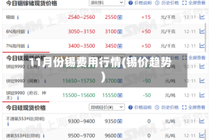 11月份锡费用行情(锡价趋势)