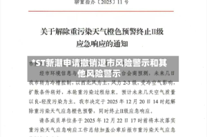 *ST新潮申请撤销退市风险警示和其他风险警示