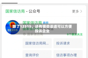 除了12315，还有哪些渠道可以方便投诉企业