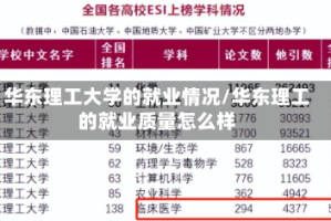 华东理工大学的就业情况/华东理工的就业质量怎么样