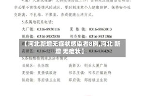 【河北新增无症状感染者8例,河北 新增 无症状】