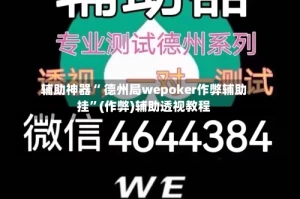 辅助神器“ 德州局wepoker作弊辅助挂”(作弊)辅助透视教程