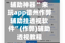 辅助神器“ 来玩app德州作弊辅助挂透视软件”(作弊)辅助透视教程