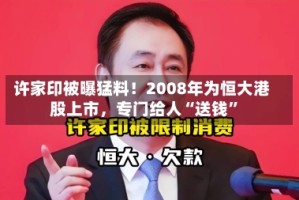 许家印被曝猛料！2008年为恒大港股上市，专门给人“送钱”
