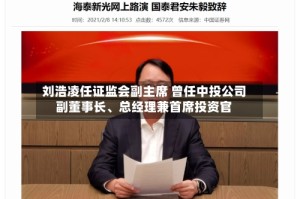刘浩凌任证监会副主席 曾任中投公司副董事长、总经理兼首席投资官