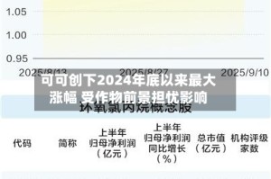可可创下2024年底以来最大涨幅 受作物前景担忧影响