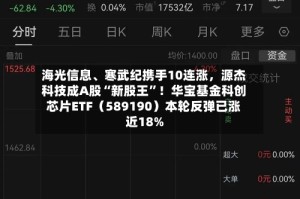 海光信息、寒武纪携手10连涨，源杰科技成A股“新股王”！华宝基金科创芯片ETF（589190）本轮反弹已涨近18%