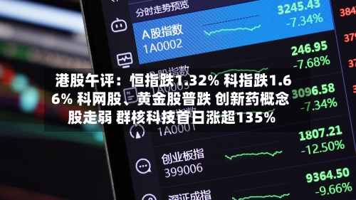 港股午评：恒指跌1.32% 科指跌1.66% 科网股、黄金股普跌 创新药概念股走弱 群核科技首日涨超135%-第3张图片