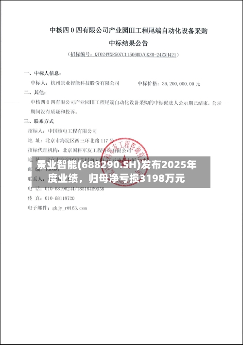景业智能(688290.SH)发布2025年度业绩，归母净亏损3198万元-第1张图片