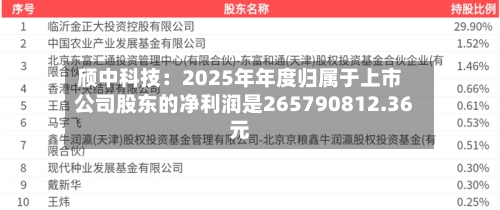 颀中科技：2025年年度归属于上市公司股东的净利润是265790812.36元-第2张图片