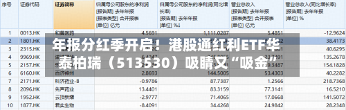 年报分红季开启！港股通红利ETF华泰柏瑞（513530）吸睛又“吸金	”-第1张图片