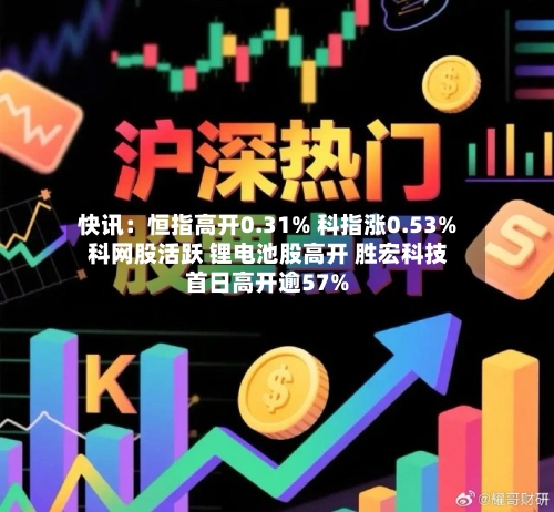 快讯：恒指高开0.31% 科指涨0.53% 科网股活跃 锂电池股高开 胜宏科技首日高开逾57%-第1张图片