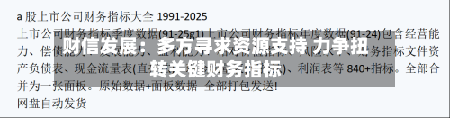 财信发展：多方寻求资源支持 力争扭转关键财务指标-第1张图片