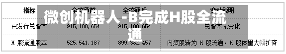 微创机器人-B完成H股全流通-第2张图片
