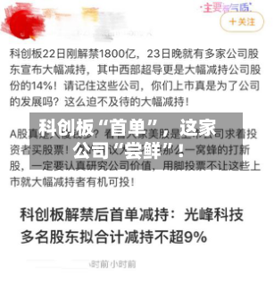 科创板“首单”，这家公司“尝鲜”！-第3张图片