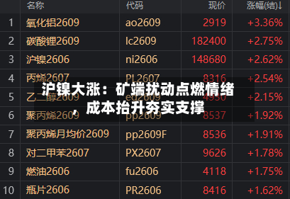 沪镍大涨：矿端扰动点燃情绪，成本抬升夯实支撑-第1张图片