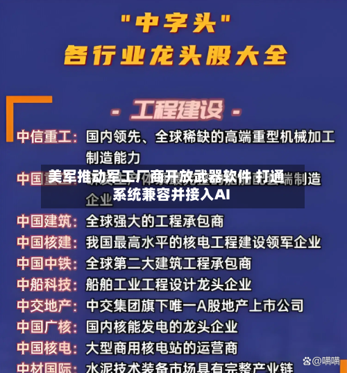 美军推动军工厂商开放武器软件 打通系统兼容并接入AI-第2张图片