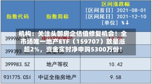机构：关注头部房企估值修复机会！全市场唯一地产ETF（159707）放量涨超2%	，资金实时净申购5300万份！-第1张图片