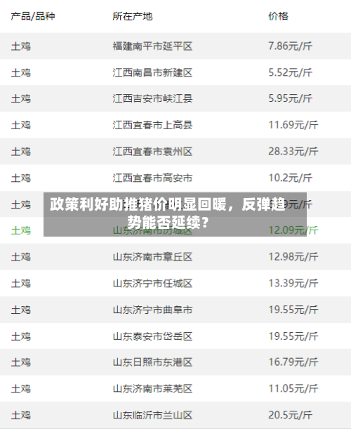 政策利好助推猪价明显回暖	，反弹趋势能否延续？-第2张图片