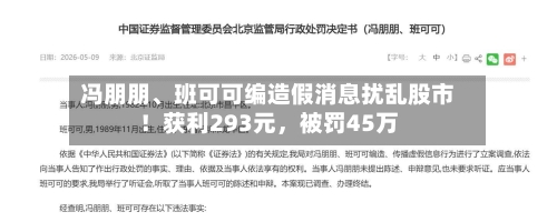 冯朋朋	、班可可编造假消息扰乱股市！获利293元	，被罚45万-第2张图片