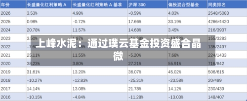 上峰水泥：通过璞云基金投资盛合晶微-第1张图片