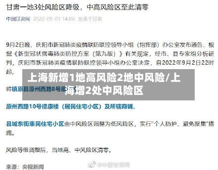上海新增1地高风险2地中风险/上海增2处中风险区-第2张图片