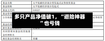 多只产品净值破1	，“避险神器”也亏钱-第1张图片