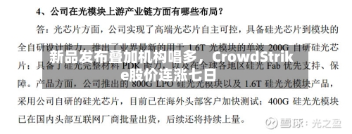 新品发布叠加机构唱多	，CrowdStrike股价连涨七日-第2张图片