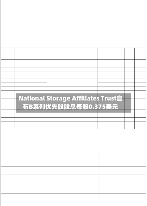 National Storage Affiliates Trust宣布B系列优先股股息每股0.375美元-第1张图片