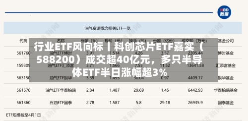 行业ETF风向标丨科创芯片ETF嘉实（588200）成交超40亿元，多只半导体ETF半日涨幅超3%-第1张图片