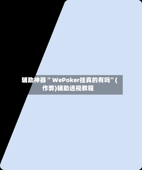 辅助神器“ WePoker挂真的有吗	”(作弊)辅助透视教程-第2张图片